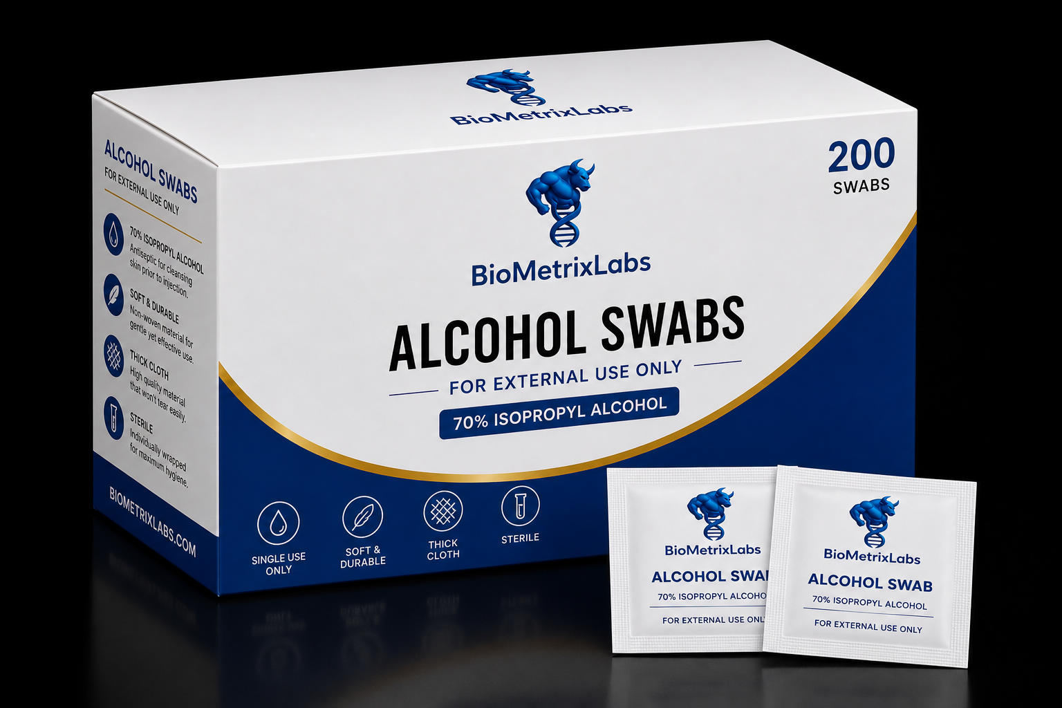 BiometrixLabs Alcohol Prep Pads 100-Pack
