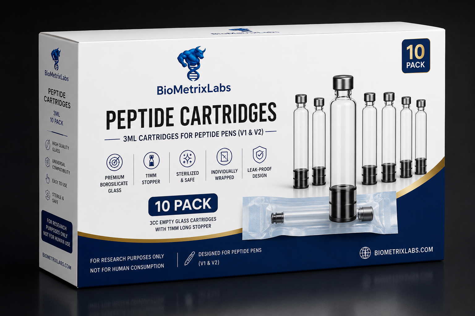 BiometrixLabs Peptide Cartridges 10-Pack