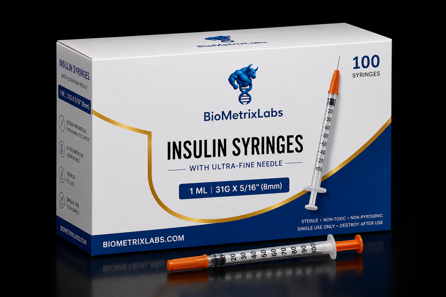 BiometrixLabs Insulin Syringes 100-Pack
